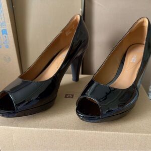 Clark’s cushion soft- Elegant Black Peep-Toe Heels